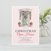 Moderne kerstdeur open huis partij kaart (Staand voorkant)