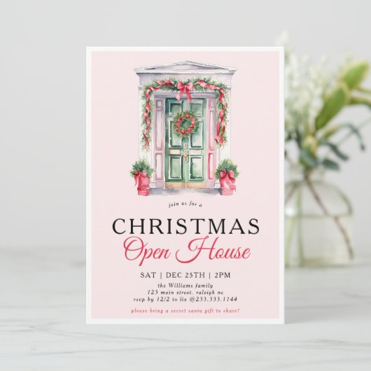Moderne kerstdeur open huis partij kaart (Staand voorkant)