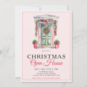 Moderne kerstdeur open huis partij kaart (Voorkant)