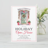 Moderne Kerstdeur Open Vakantiehuisfeest Kaart (Staand voorkant)