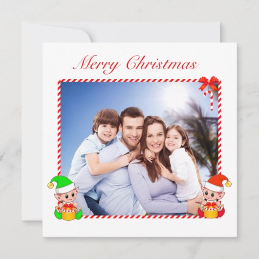 Moderne Kerstelf & Aangepaste Familiefoto (Voorkant)