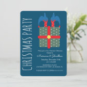 Moderne Kerstelf in Cadeau Kerstfeest Kaart (Staand voorkant)