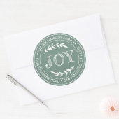 Moderne Kerstelijke Kerstvreugde Retouradres Groen Ronde Sticker (Envelop)