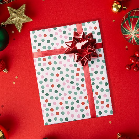 Moderne Kerstelijke Stippenpatroon Kerstmis Cadeaupapier