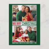 Moderne kerstfamilie 2 Foto groen Briefkaart (Voorkant)