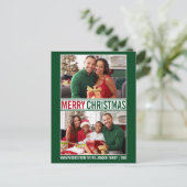 Moderne kerstfamilie 2 Foto groen Briefkaart (Staand voorkant)