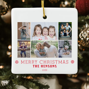 Moderne kerstfamilie 6 Foto collage Keramisch Ornament