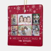 Moderne kerstfamilie 6 Foto collage Keramisch Ornament (Links)