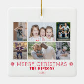 Moderne kerstfamilie 6 Foto collage Keramisch Ornament (Achterkant)