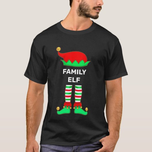 Moderne kerstfamilie Elf T-Shirt (Voorkant)