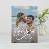 Moderne kerstfamilie foto Gold Hol Feestdagenkaart (Staand voorkant)