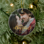 Moderne kerstfamilie - foto naam keramisch ornament<br><div class="desc">Moderne kerstfamilie Foto: RED TARTAN</div>