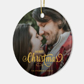 Moderne kerstfamilie - foto naam keramisch ornament (Links)