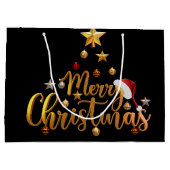 Moderne kerstfamilie foto Rustic Groot Cadeauzakje (Achterkant)