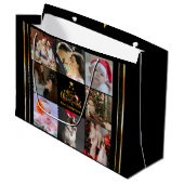 Moderne kerstfamilie foto Rustic Groot Cadeauzakje (Voorkant Gekanteld)