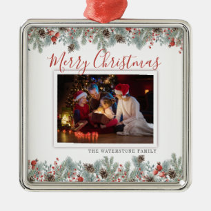 Moderne kerstfamilie foto Rustic Metalen Ornament