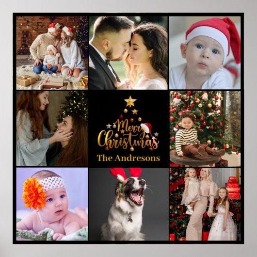 Moderne kerstfamilie foto Rustic Poster (Voorkant)