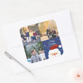 Moderne kerstfamilie fotocollage-feestdag vierkante sticker (Envelop)