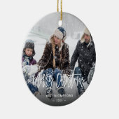 Moderne kerstfamilie foto's met briefette keramisch ornament (Rechts)