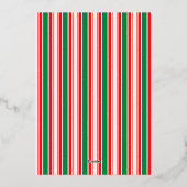 Moderne kerstfamilie foto's naam stripes folie feestdagenkaart (Achterkant)