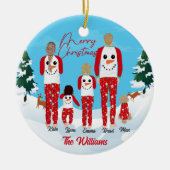 Moderne kerstfamilie van 5 speciaal uitgeruste ker keramisch ornament (Voorkant)