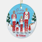 Moderne kerstfamilie van 5 speciaal uitgeruste ker keramisch ornament (Links)