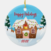 Moderne kerstfamilie van 5 speciaal uitgeruste ker keramisch ornament (Achterkant)