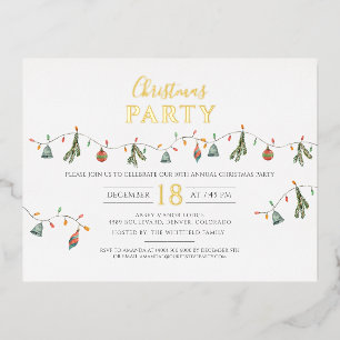 Moderne Kerstfeest Borrel Goud Folie Feestdagen Briefkaart