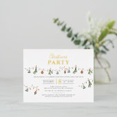 Moderne Kerstfeest Borrel Goud Folie Feestdagen Briefkaart (Staand Voorkant)