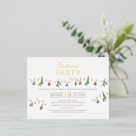 Moderne Kerstfeest Borrel Goud Folie Feestdagen Briefkaart (Staand Voorkant)