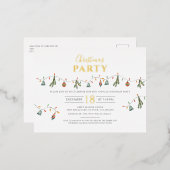 Moderne Kerstfeest Borrel Goud Folie Feestdagen Briefkaart (Voorkant / Achterkant)