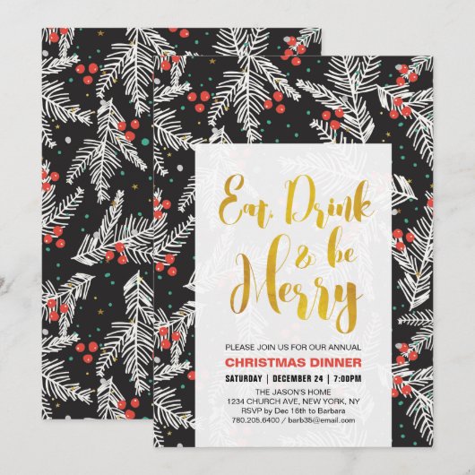 Moderne kerstfeest, feestelijke feestdagen kaart (Voorkant / Achterkant)