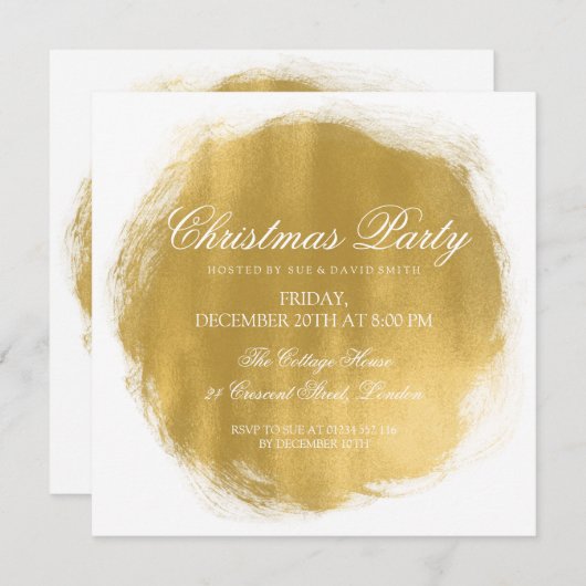 Moderne kerstfeest gouden verf look kaart (Voorkant / Achterkant)