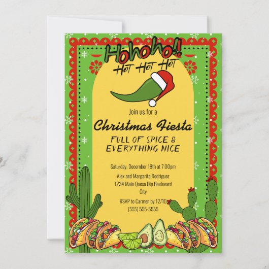 Moderne Kerstfeest Hot Jalapeño Santa Hat Kaart (Voorkant)