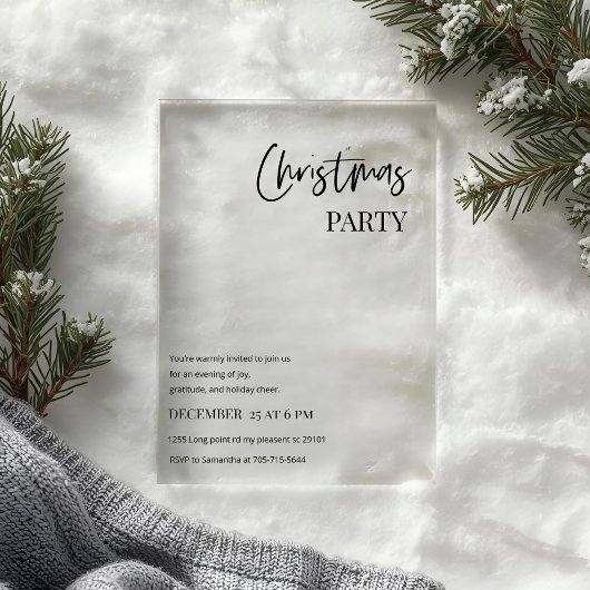 Moderne Kerstfeest Minimal Acryl Uitnodigingen