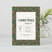 Moderne Kerstfeest Uitnodiging met Hulstblad (Staand voorkant)