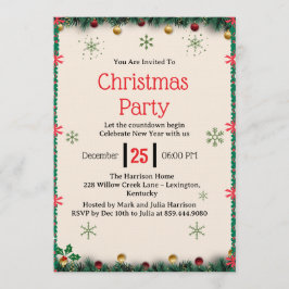 Moderne kerstfeest uitnodiging template