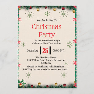 Moderne kerstfeest uitnodiging template