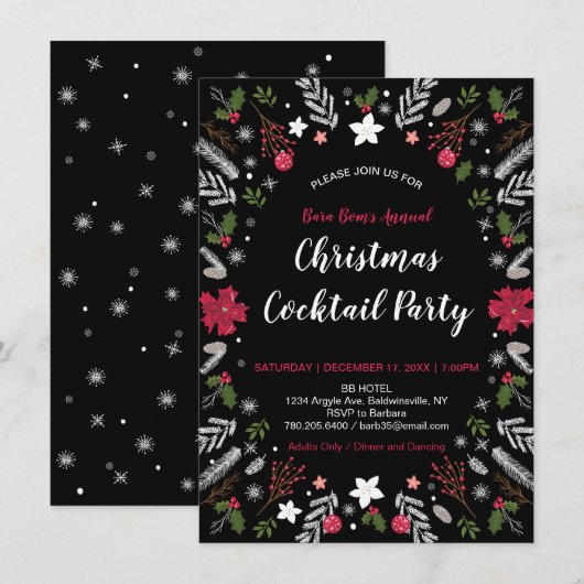 Moderne Kerstfeest, Uitnodigingen voor Kerstfeest (Voorkant / Achterkant)