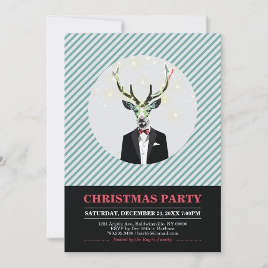 Moderne kerstfeest, uitnodigingen voor vakantiebij (Voorkant)