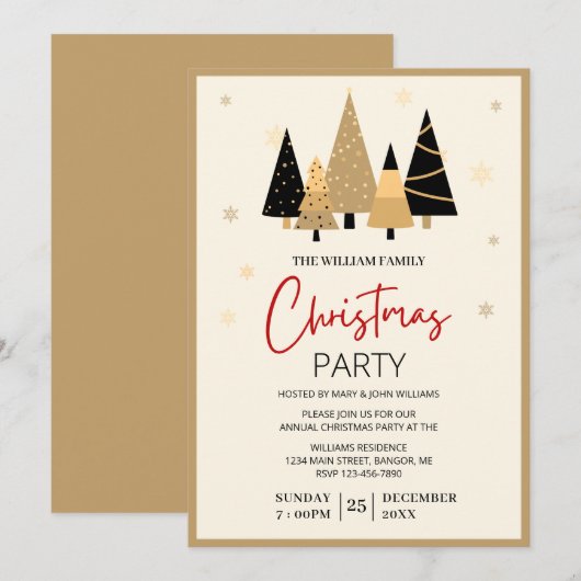 Moderne kerstfeest voor esthetische familie kaart (Voorkant / Achterkant)