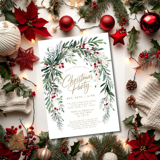 Moderne Kerstfeest Winterbessen Script Kaart