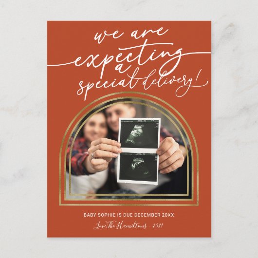 Moderne kerstfeestaankondiging feestdagenkaart (Voorkant)