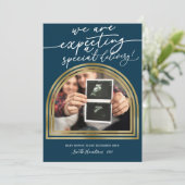 Moderne kerstfeestaankondiging feestdagenkaart (Staand voorkant)