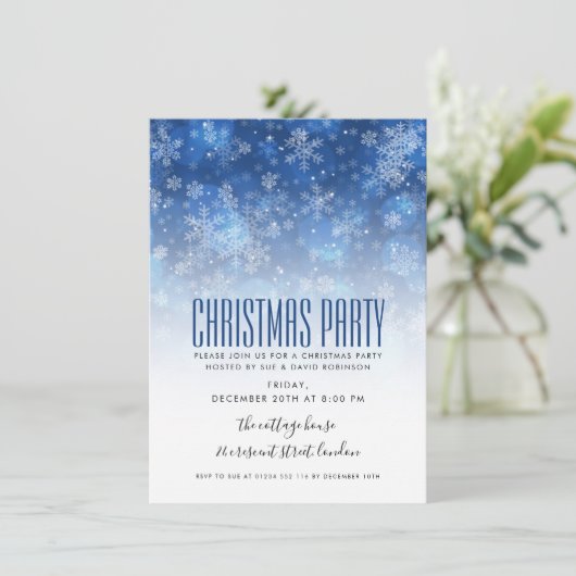 Moderne kerstfeestdag blauw en wit kaart (Staand voorkant)