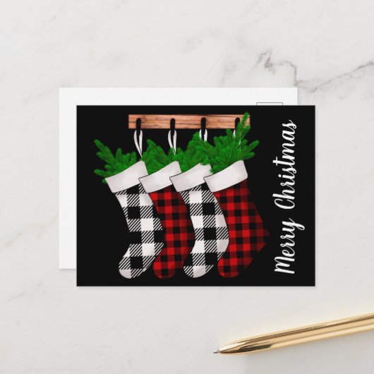 Moderne kerstfeestdag Briefkaart (Voorkant / Achterkant in situ)