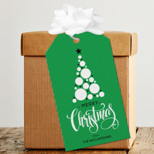 Moderne kerstfeestdag cadeaulabel