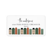 Moderne kerstfeestdag etiket (Voorkant)