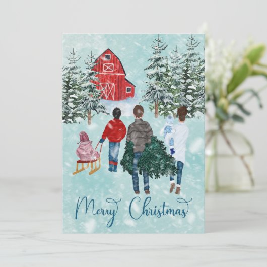 Moderne kerstfeestdag feestdagenkaart (Staand voorkant)