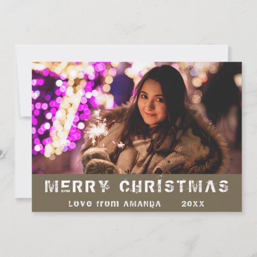 Moderne kerstfeestdag foto feestdagenkaart (Voorkant)